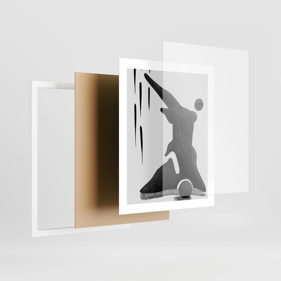 Plakat w ramie 40x50 - Czarno-Biała Grafika Postaci - nowoczesna grafika, plakat - rama biała