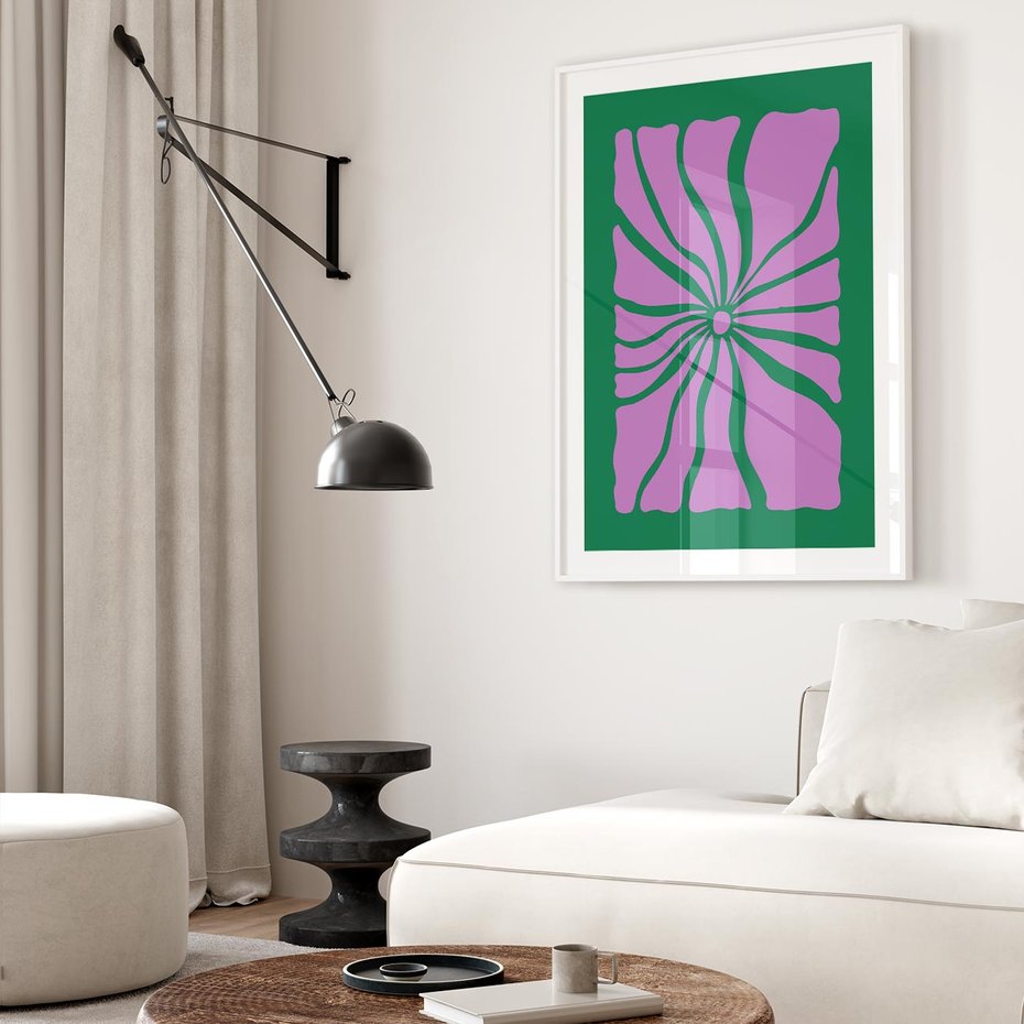 Plakat w ramie 40x50 - Bezczasowe Impresje - abstrakcyjny plakat, boho styl - rama biała