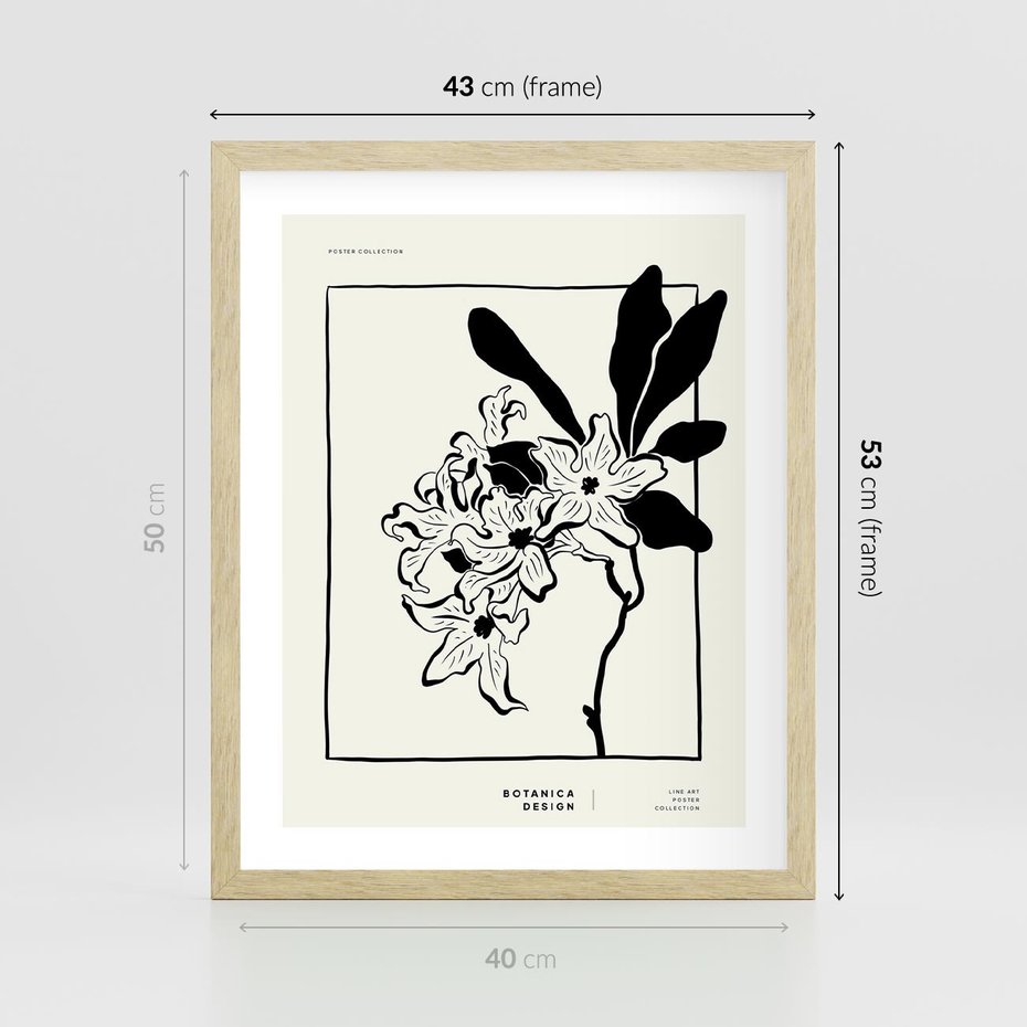 Plakat w ramie 40x50 - Kwiatowe przestrzenie - kwiat, grafika - rama drewno