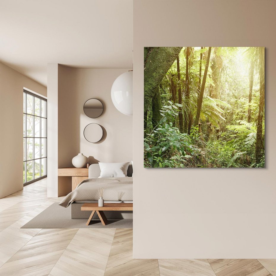 Obraz na płótnie 80x80 - Uroczysty Las Drzew - las, drzewa