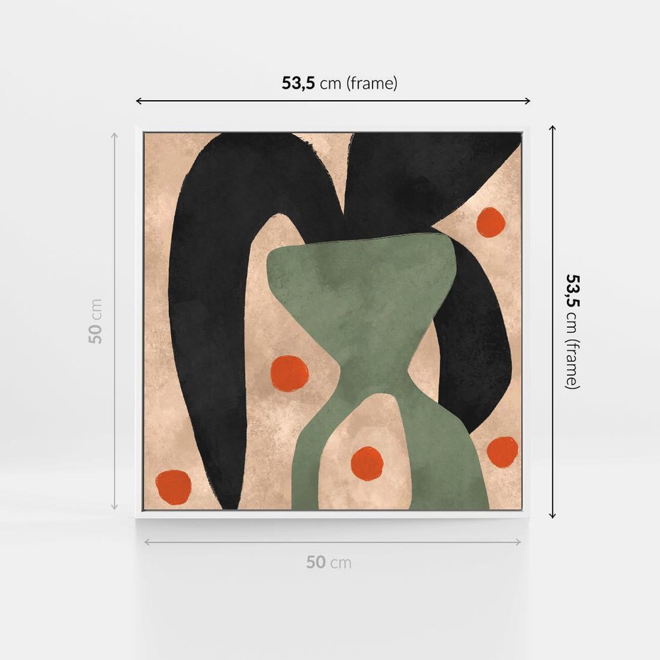 Obraz w ramie 50x50 - Impresje Boho - abstrakcyjny obraz, plakat - rama biała