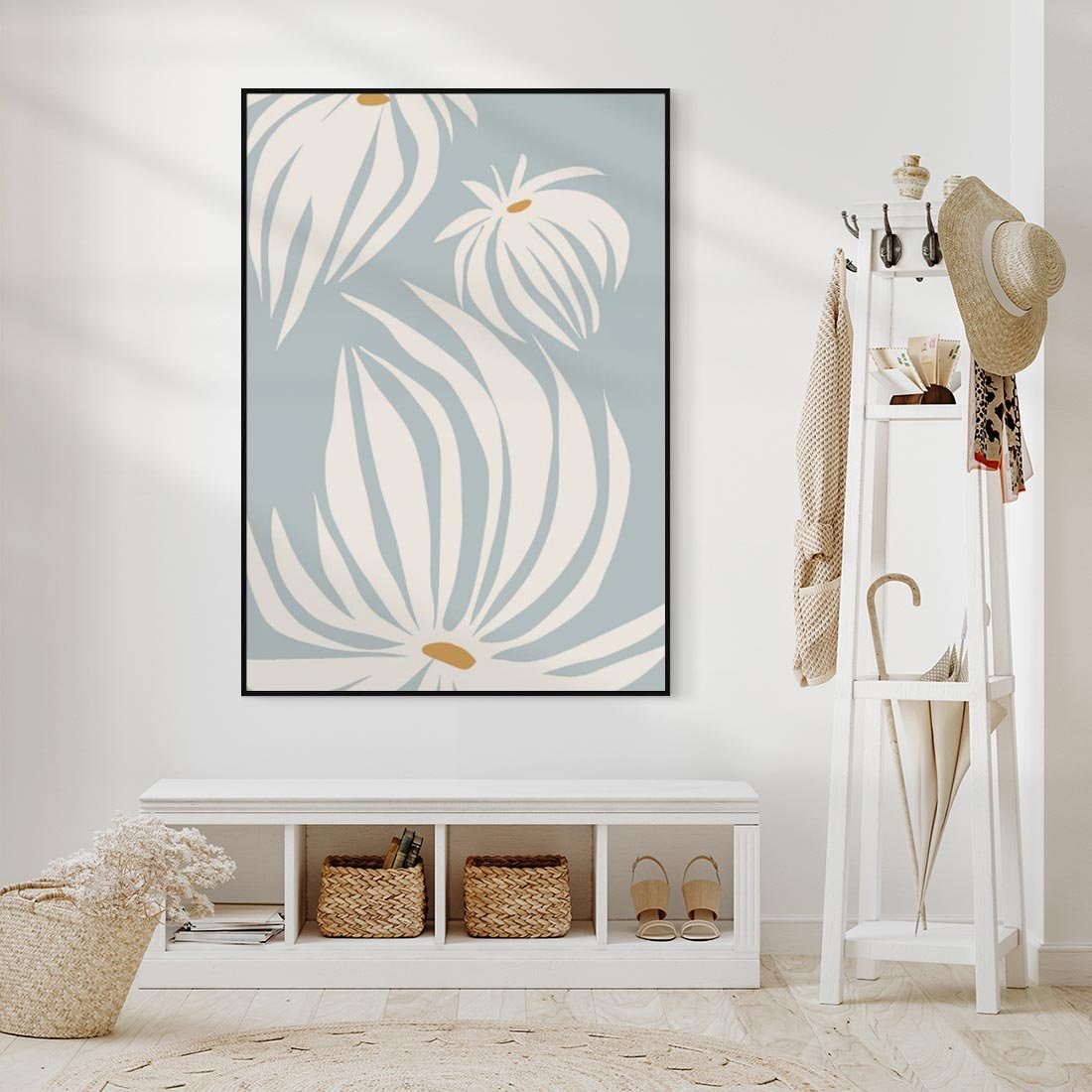 Obraz w ramie 70x100 - Kwiatowe Kształty - kwiaty, nowoczesne i minimalistyczne - rama czarna