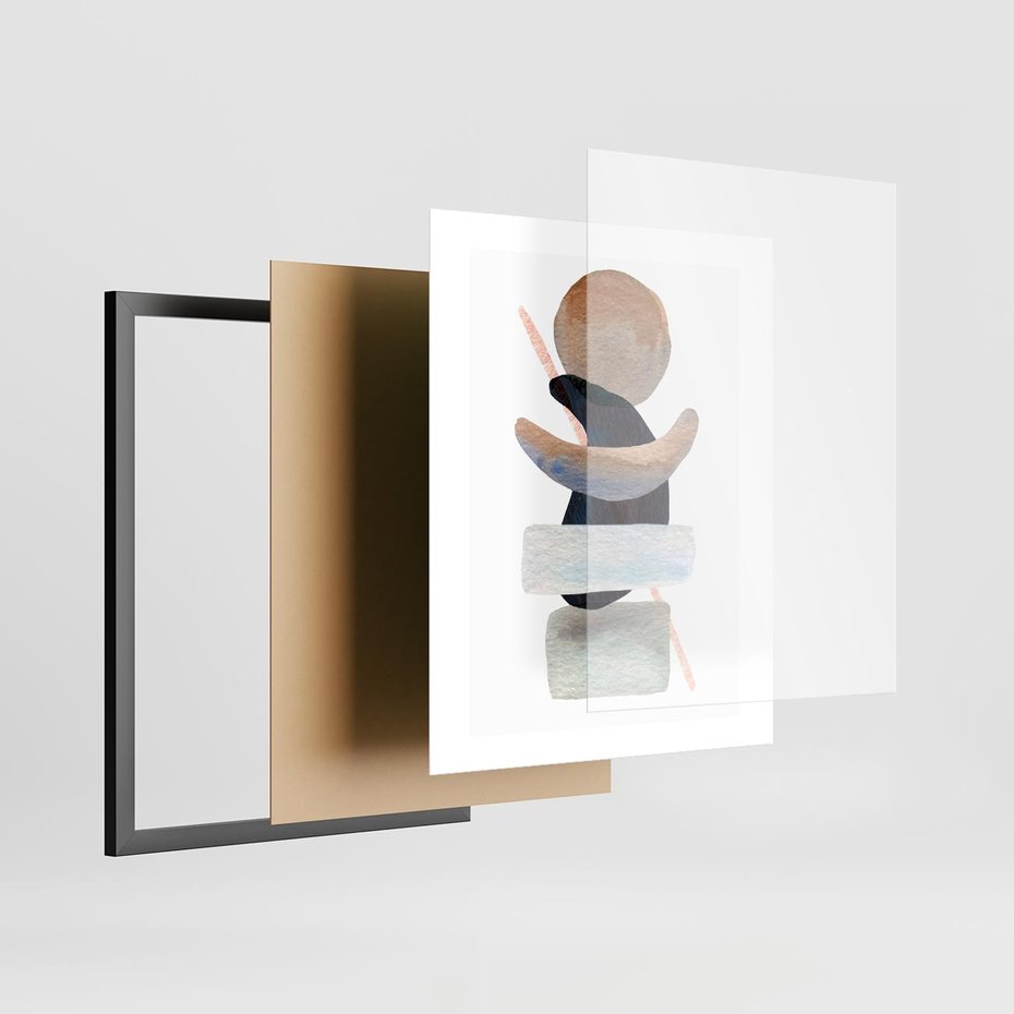 Plakat w ramie 40x50 - Rozkwitające Nowe Wymyślności - abstrakcja, akwarelowe plamy - rama czarna