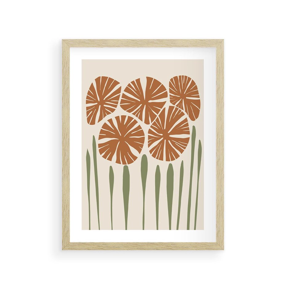 Plakat w ramie 30x40 - Akwarelowe Echa Przyrody - kwiaty, nowoczesny plakat - rama drewno