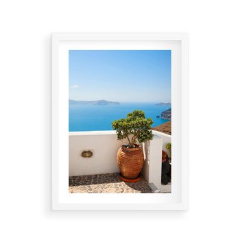 Plakat w ramie 40x50 - Santorini - oaza greckiej wyspy - Santorini, grecka - rama biała