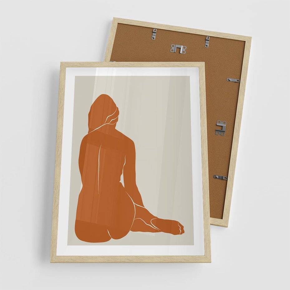 Plakat w ramie 50x70 - Kobieca Sylwetka w Stylu Modernistycznym - modernistyczny pakat, kobieca sylwetka - rama drewno
