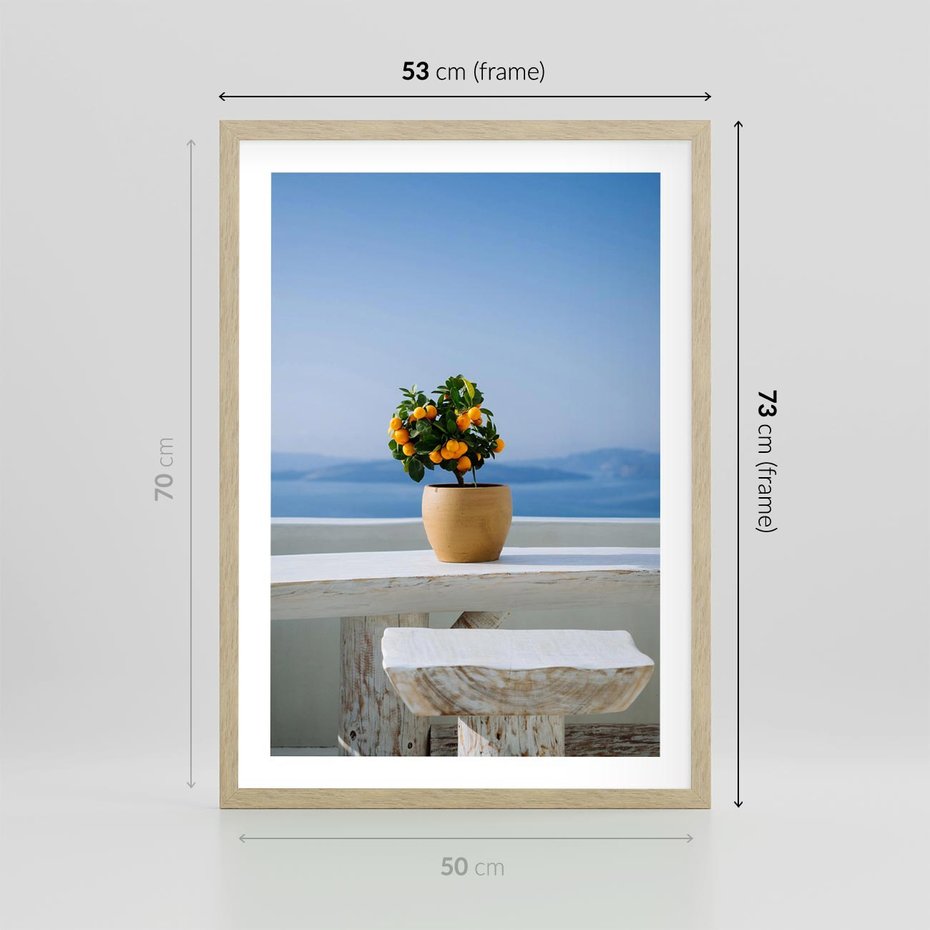 Plakat w ramie 50x70 - Uroki Santorini - Santorini, Grecja - rama drewno