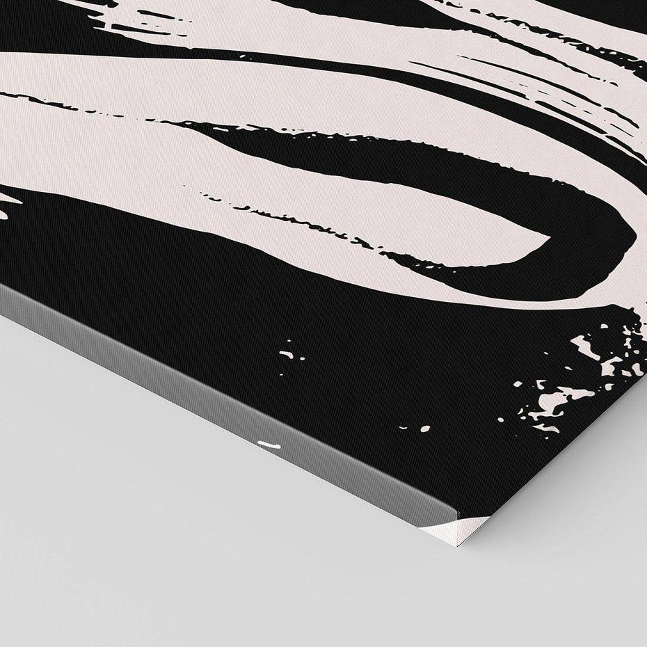 Obraz na płótnie 90x30 - Wibracje w ciemnościach duszy - czarno biała abstrakcja, nieregularne rozmyte linie