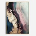 Obraz w ramie 50x70 - Elegancki Impuls - abstrakcyjne plamy, rozlana farba - rama drewno