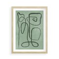 Plakat w ramie 50x70 - Zielone Wariacje w Liniach - abstrakcyjne zielone linie, skandynawski design - rama drewno