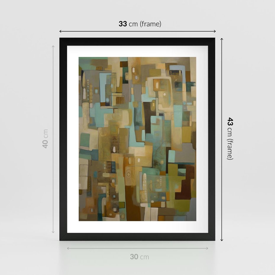 Plakat w ramie 30x40 - Kolorowe Wyobrażenia - abstrakcyjny obraz, mnogość kolorów - rama czarna