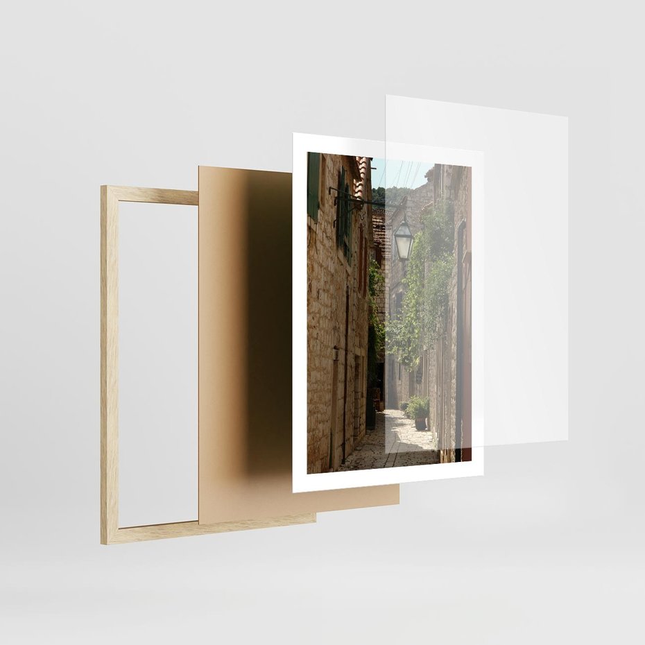 Plakat w ramie 50x70 - Urokliwa włoska uliczka - włoska, uliczka - rama drewno