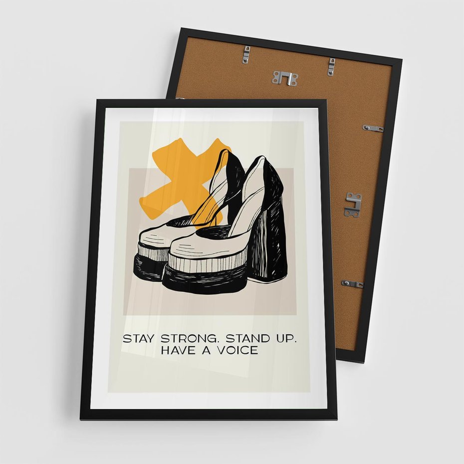 Plakat w ramie 50x70 - Kobiece Obcasy - plakat, minimalizm - rama czarna