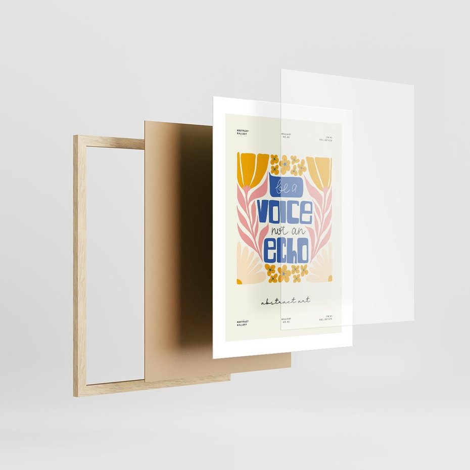 Plakat w ramie 30x40 - Złote Impulsy - typografia, kwiaty - rama drewno