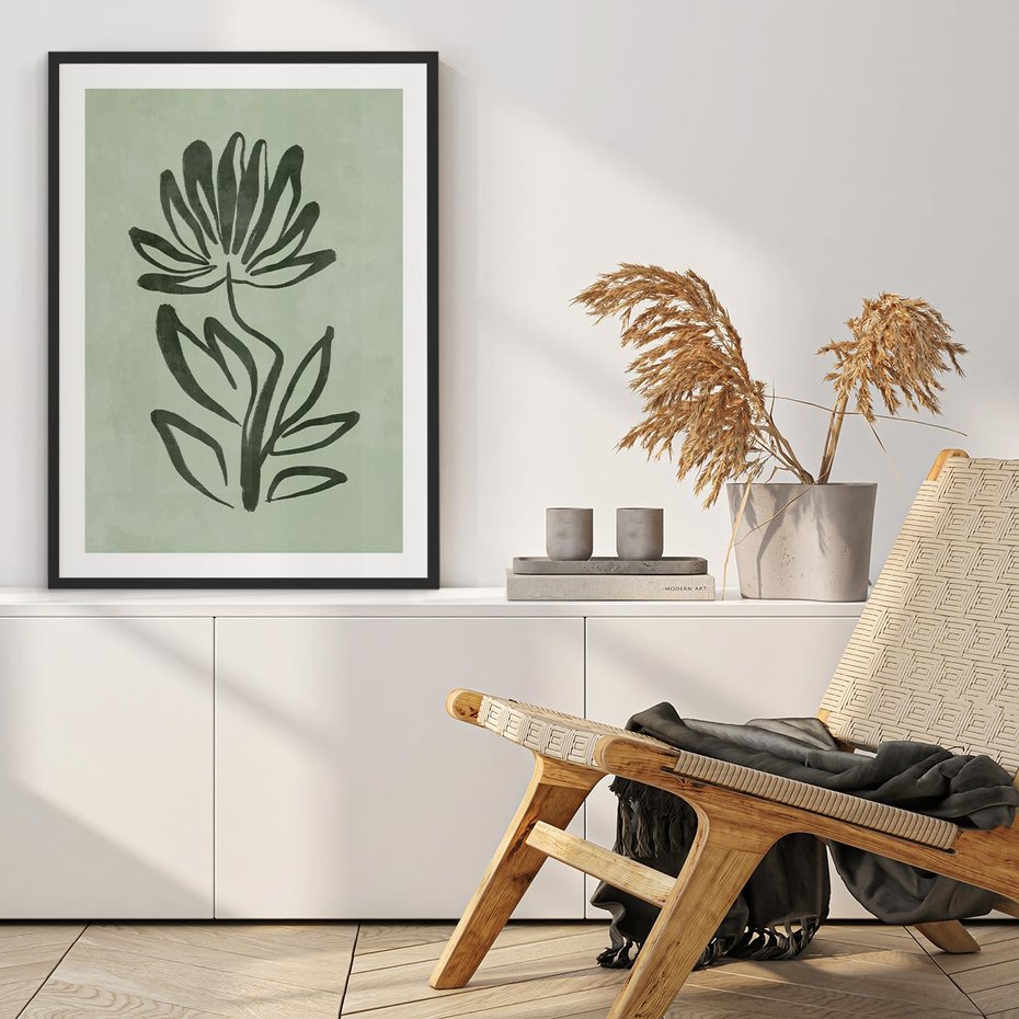 Plakat bez ramy 21x30 - Zieleń Wyjątkowego Ukojenia - zielona abstrakcja, zgaszona zieleń