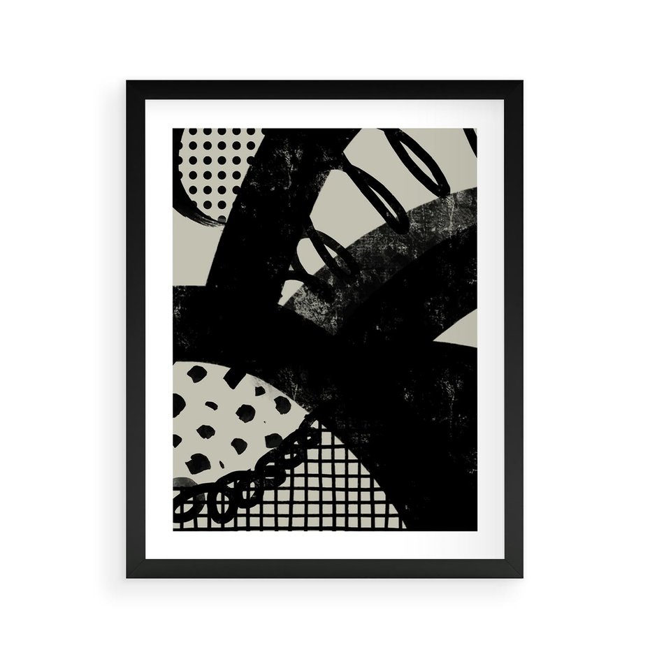 Plakat w ramie 40x50 - Nieznanie Zaskoczenia - bstrakcyjna mroczna kompozycja, nieregularne - rama czarna