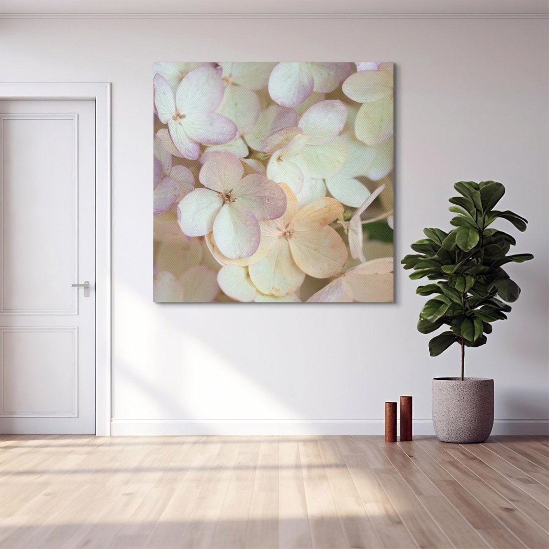 Obraz na płótnie 70x70 - Kwiatowy taniec - kwiaty, hortensje