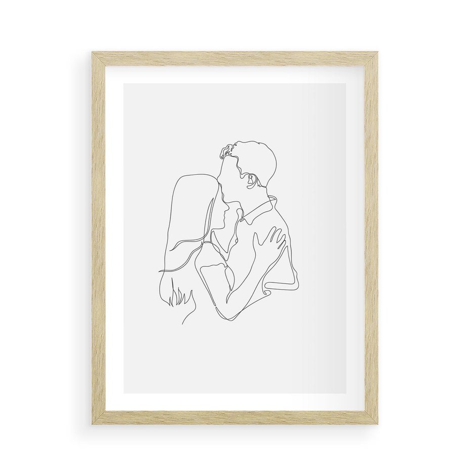 Plakat w ramie 50x70 - Bezgraniczne Przenikanie - para zakochanych, kobieta i mężczyzna - rama drewno