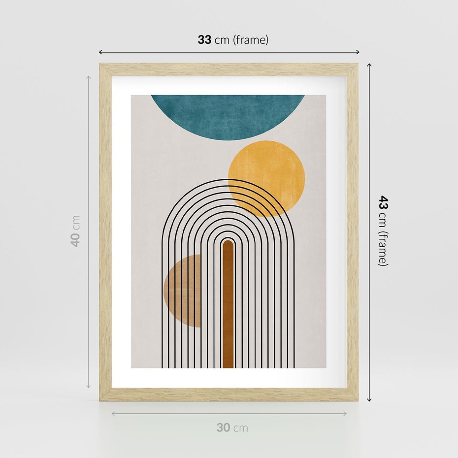 Plakat w ramie 30x40 - Wewnętrzne Labirynty Form - styl mid century, nowoczesna sztuka - rama drewno