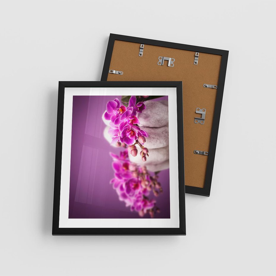 Plakat w ramie 40x50 - Relaksująca orchidea w spa - spa, orchidea - rama czarna