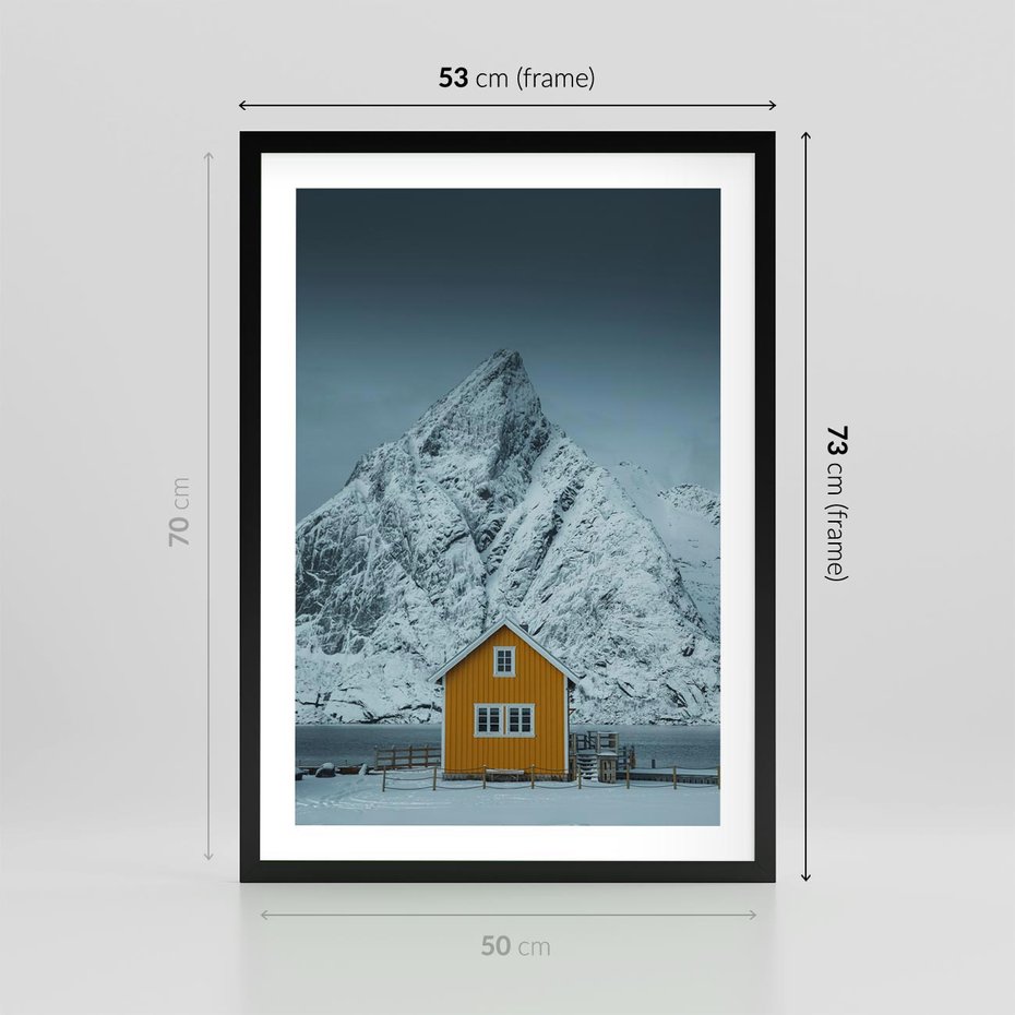 Plakat w ramie 50x70 - Urok Norweskich Domków - Skandynawia, Norwegia - rama czarna