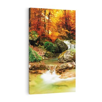 Obraz na płótnie 80x120 - Idylliczny las z bujnym strumykiem - las, drzewa