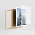 Plakat w ramie 50x70 - Magia Śnieżnych Drzew - zima, iglaste drzewa - rama drewno