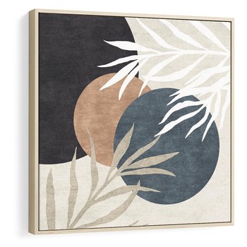 Obraz w ramie 80x80 - Symfonia skradzionych chwil - cienie liści palmy, beżowe tłó - rama drewno