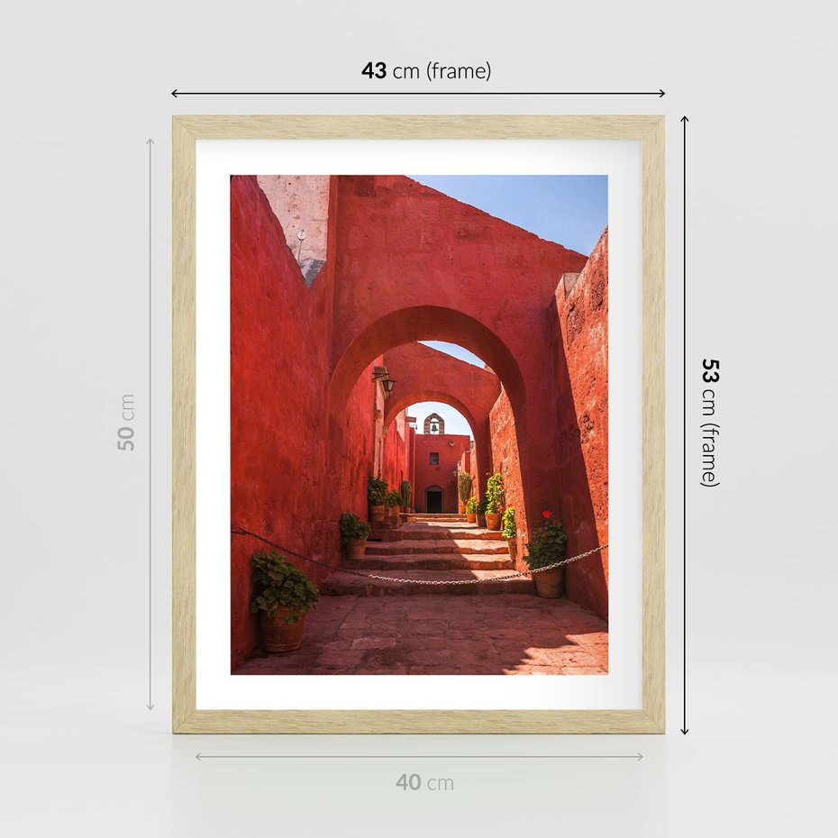 Plakat w ramie 40x50 - Perspektywa Uliczki - uliczka, perspektywa - rama drewno