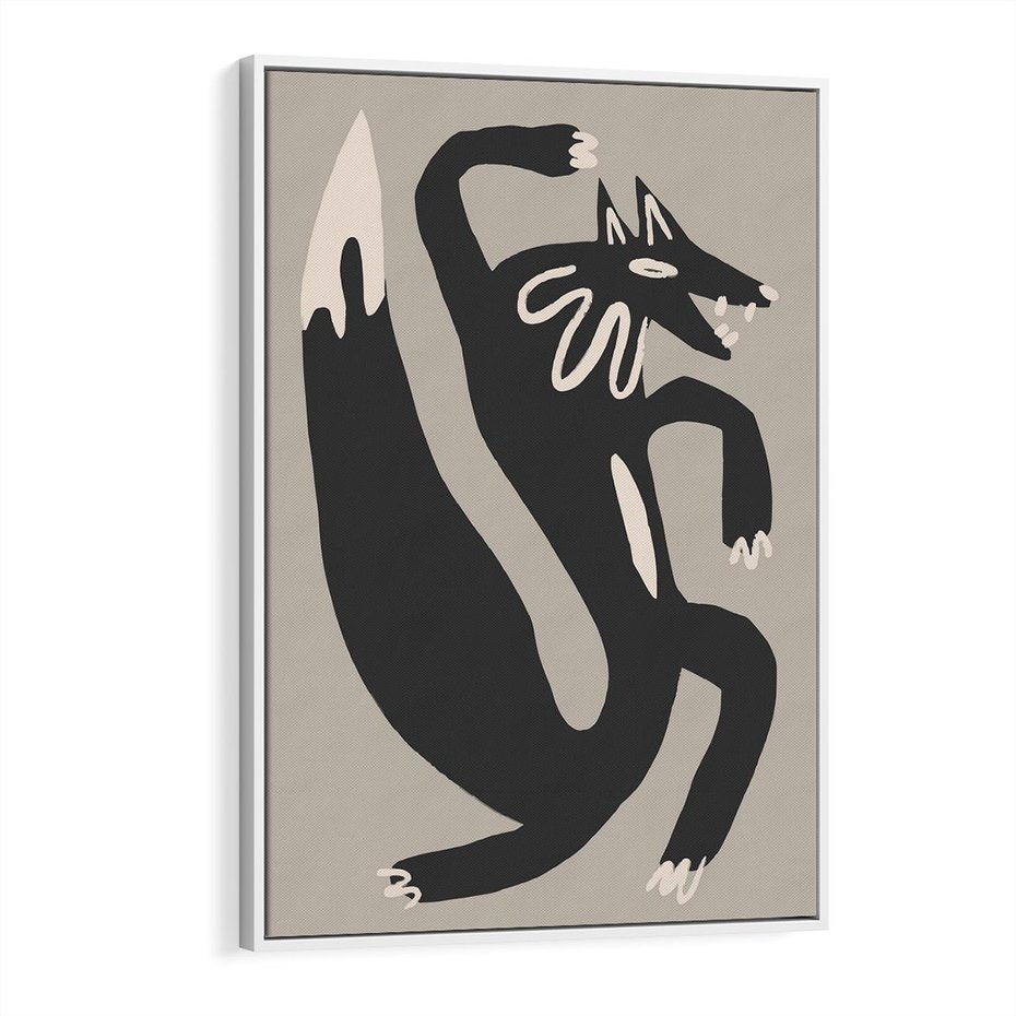 Obraz w ramie 70x100 - Strukturalne Odbicia Północy - skandynawska sztuka, lis - rama biała