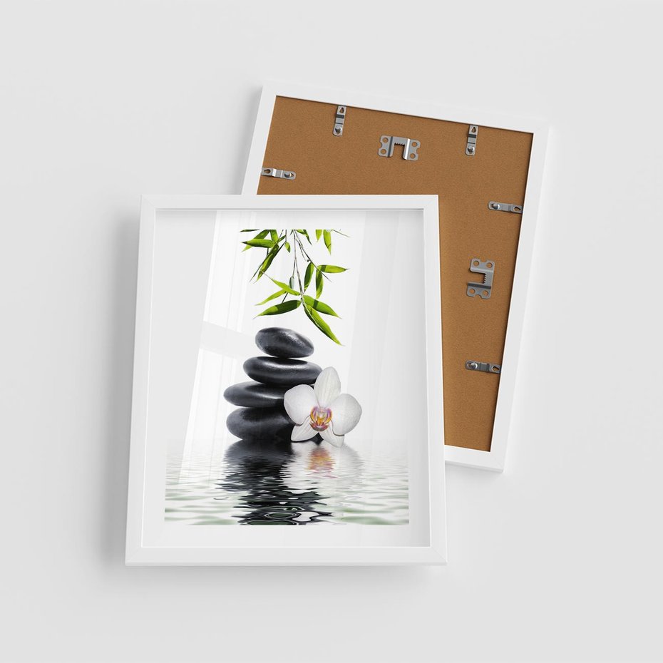 Plakat w ramie 40x50 - Orchidea w Spa - spa, orchidea - rama biała