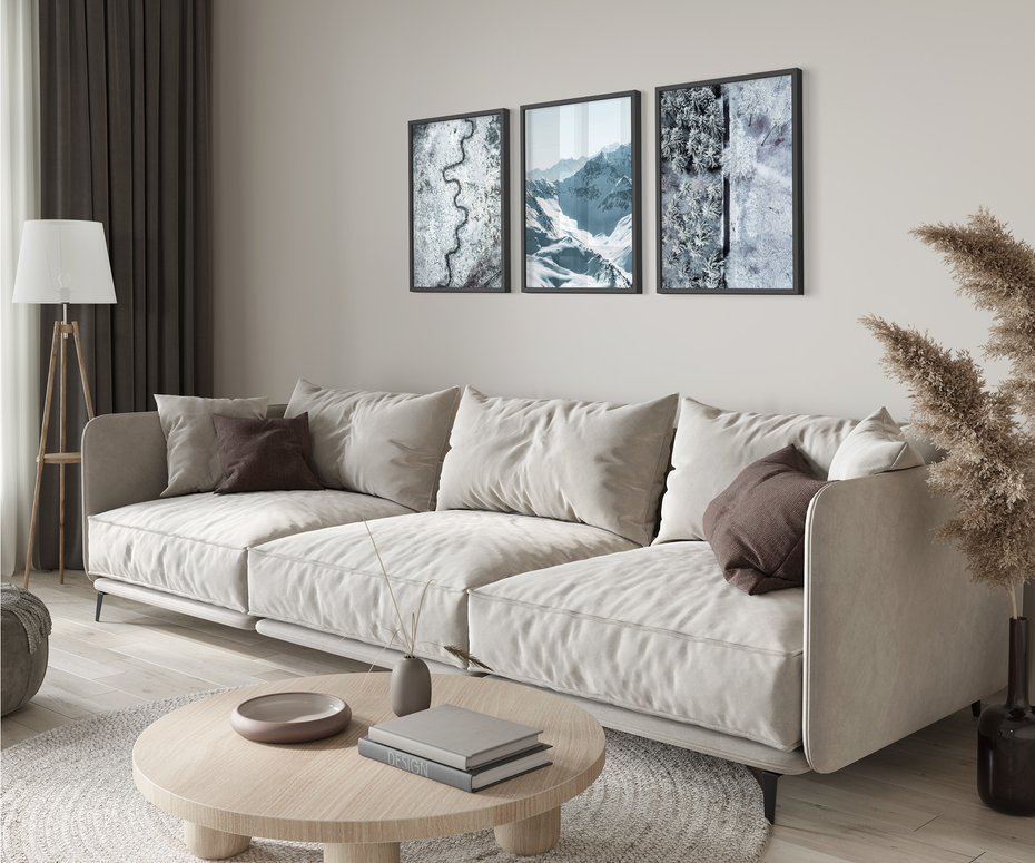 Zestaw obrazy w ramie 50x70 galeria - Góry, zima, śnieg - rama czarna