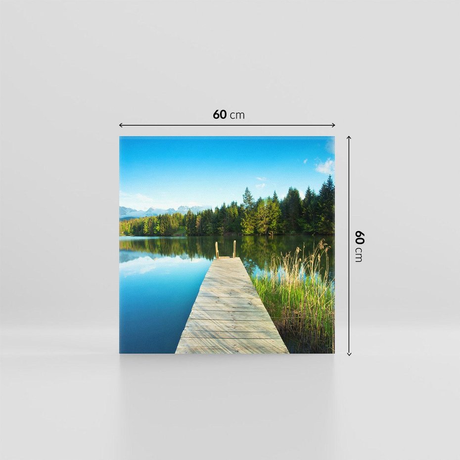 Obraz na płótnie 60x60 - Jezioro w lesie: Ucieczka do natury - jezioro, las