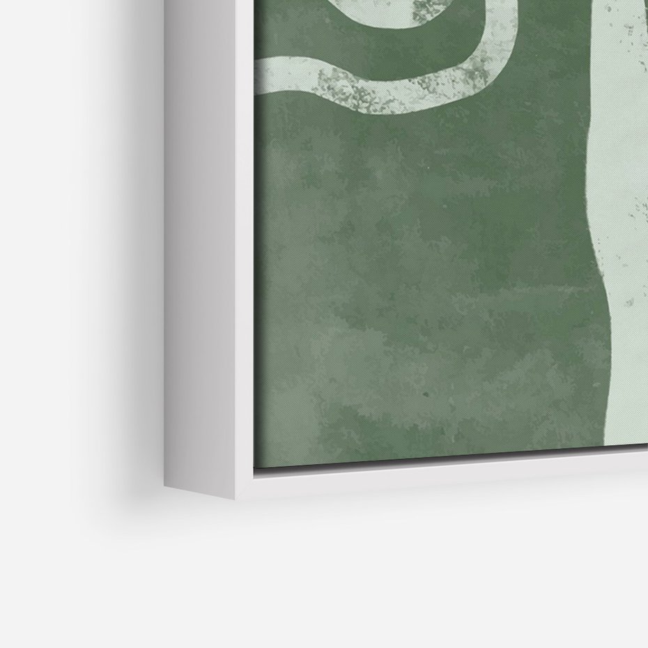 Obraz w ramie 50x70 - Inspirujące Zawiłości Zieleni - abstrakcyjny kształt, zielony plakat - rama biała