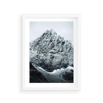 Plakat w ramie 30x40 - Surowość Gór - śnieg, zima w górach - rama biała