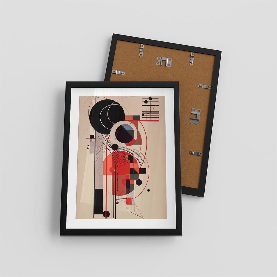 Plakat w ramie 30x40 - Rozbijające Granice Dźwięku - modernistyczny obraz, styl bauhaus - rama czarna