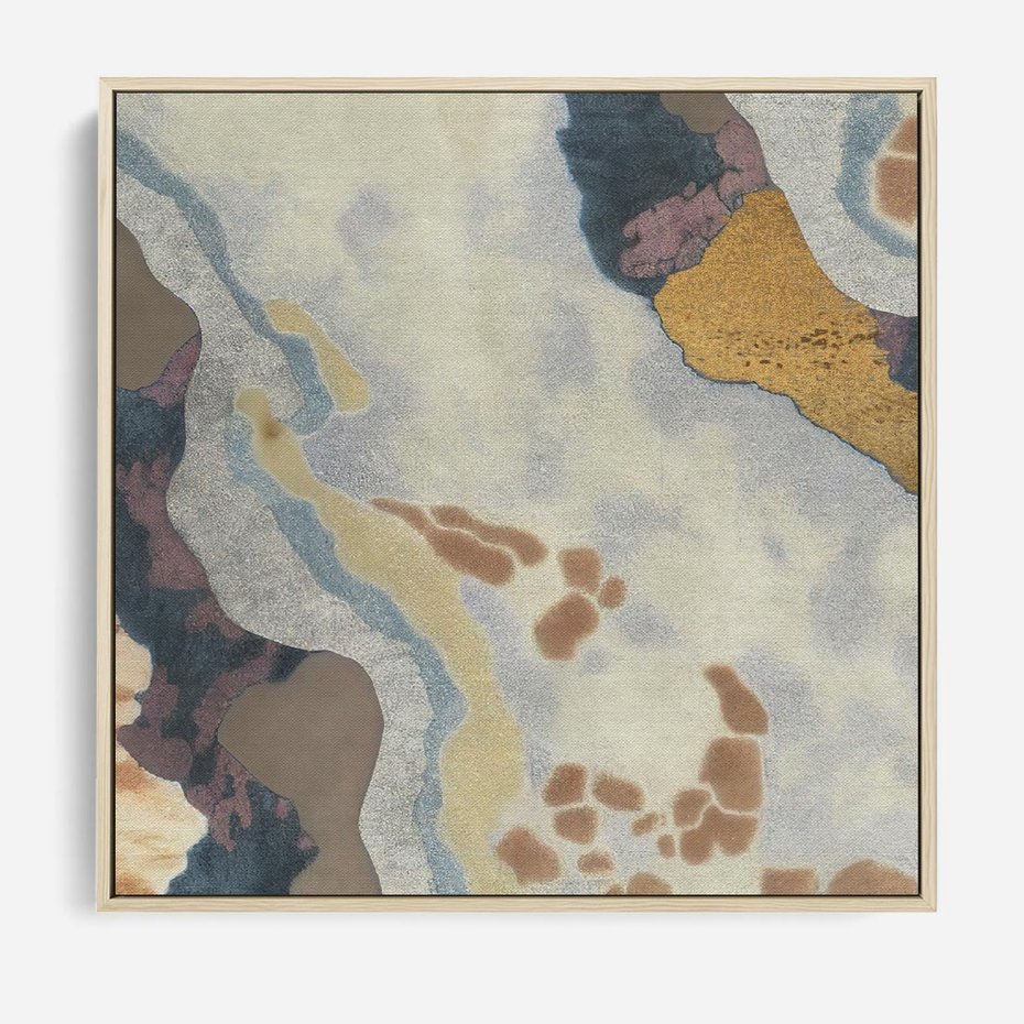 Obraz w ramie 80x80 - Melancholijne oddechy pędzla - abstrakcyjne formy, zgaszone kolory - rama drewno