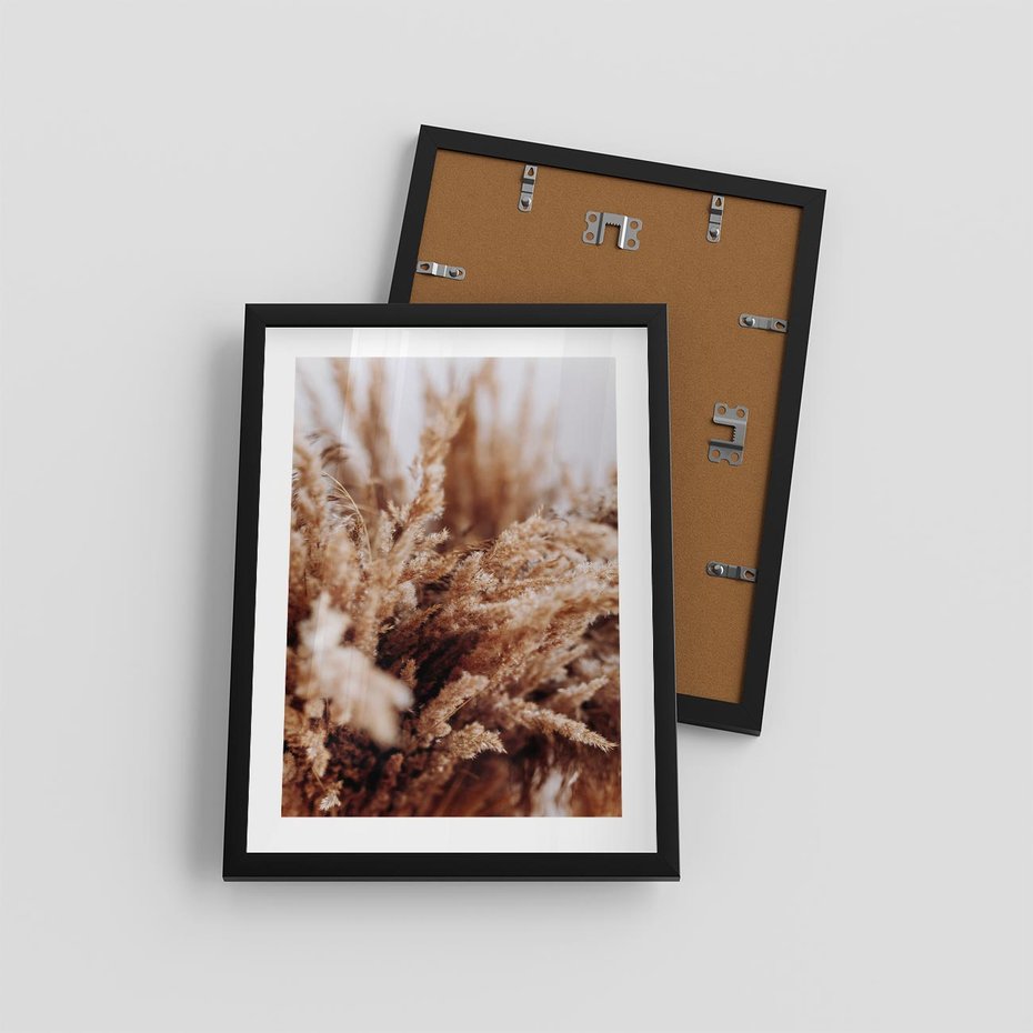 Plakat w ramie 30x40 - Sztuka Suszonych Traw - trawa pampas, suszone trawy - rama czarna
