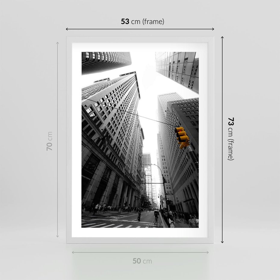 Plakat w ramie 50x70 - Miejskie Wieże - miasto, wieżowce - rama biała
