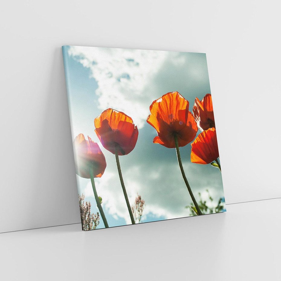 Obraz na płótnie 80x80 - Kwiaty pod niebem: piękno natury - kwiaty, niebo