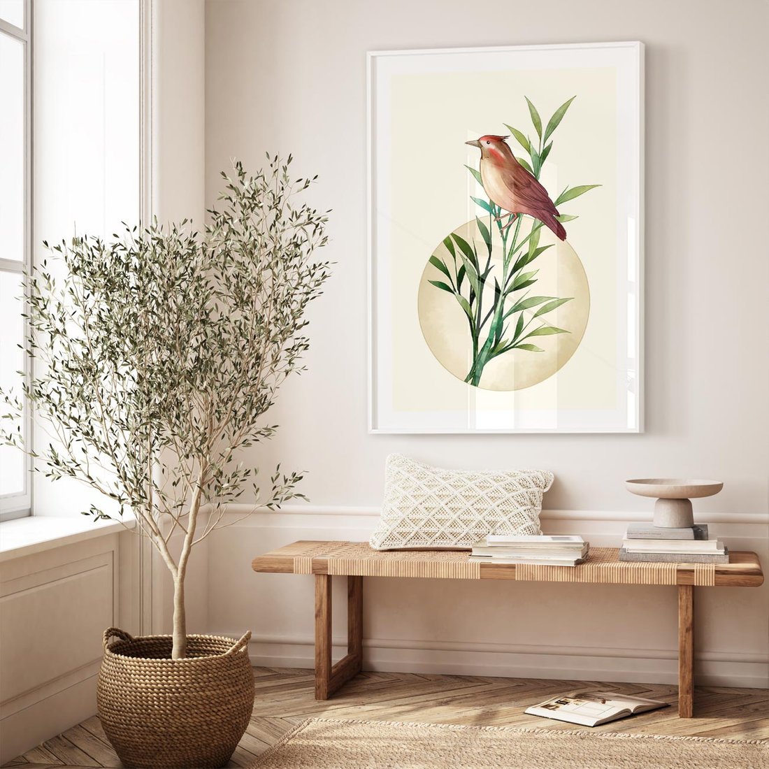 Plakat bez ramy 40x50 - Rozkwitająca Delikatność - japońska sztuka, ptak