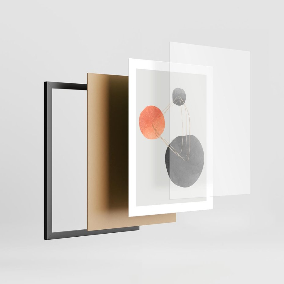 Plakat w ramie 30x40 - Złoty Blask Abstrakcji - abstrakcja, nowoczesny plakat - rama czarna