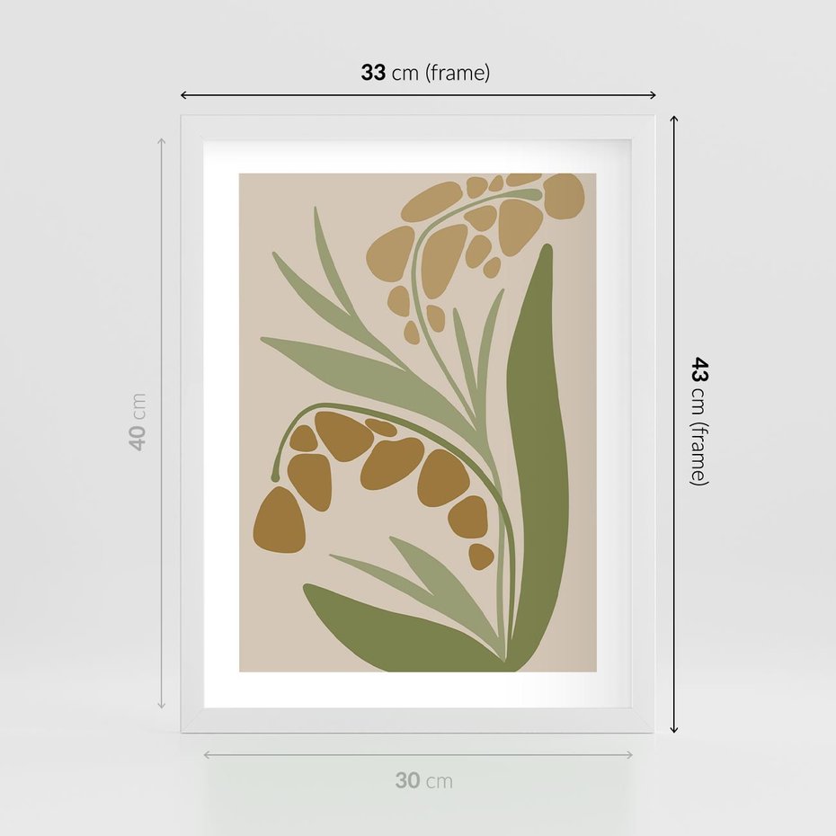 Plakat w ramie 30x40 - Minimalizm z Roślinami - nowoczesny plakat, roślinność - rama biała