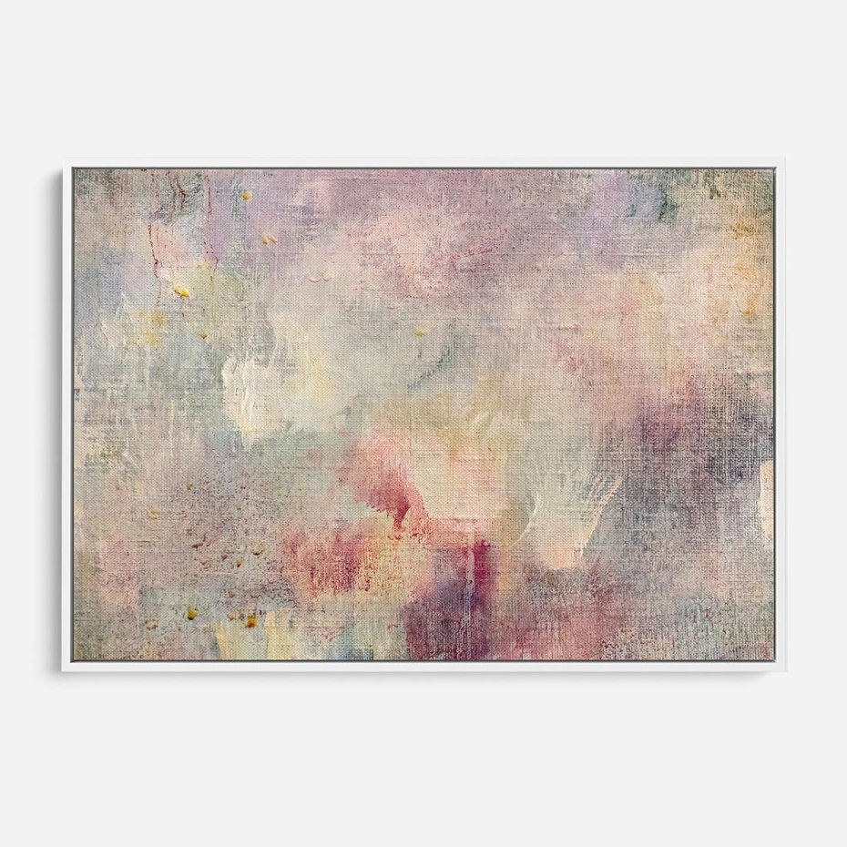 Obraz w ramie 70x50 - Miękka Melodia Pasteli - olejne płótno, pastelowe kolory - rama biała