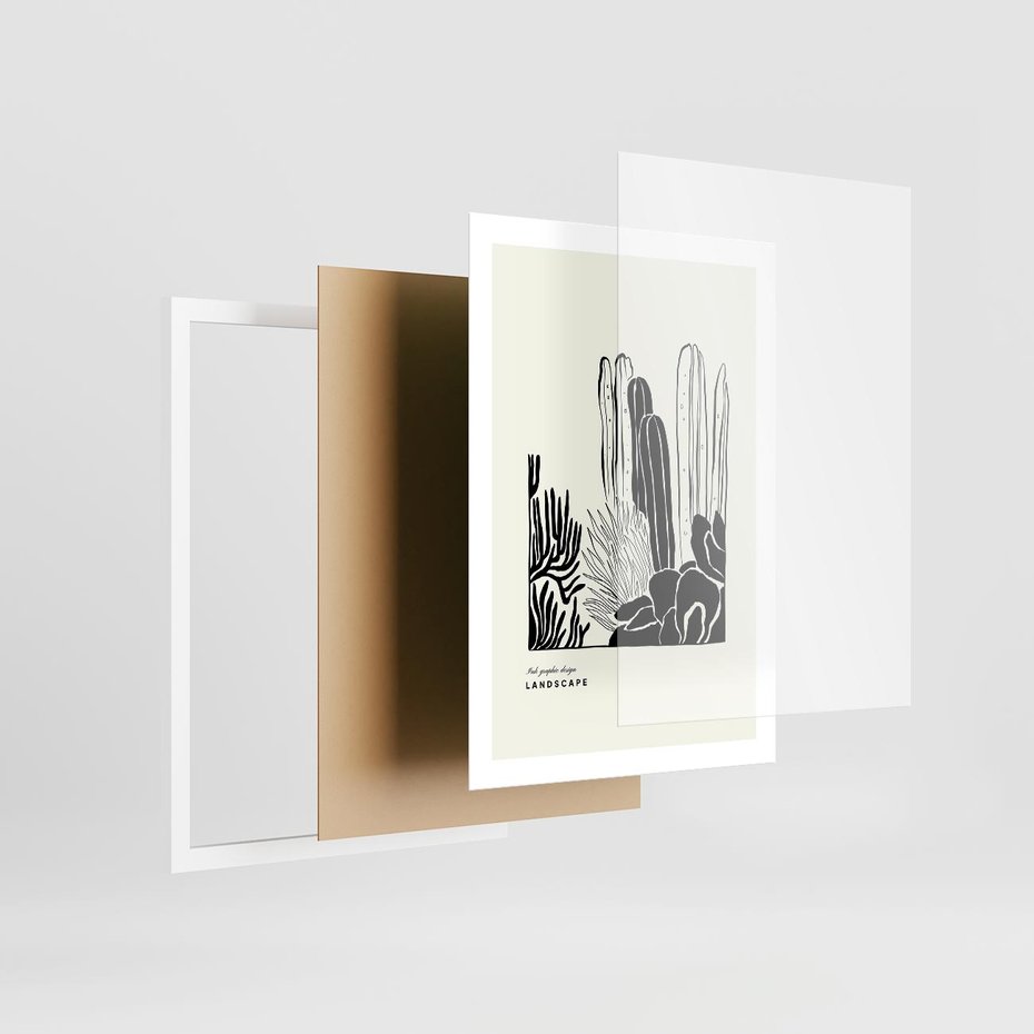 Plakat w ramie 50x70 - Boho Oaza - kaktusy, rośliny - rama biała