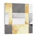Obraz na płótnie 60x60 - Marmur w Geometrycznych Kształtach - geometryczne linie, złoto i szarość