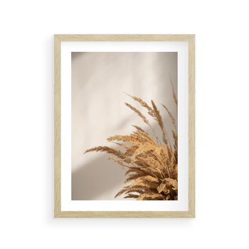 Plakat w ramie 50x70 - Swobodne trawy boho - boho, suche - rama drewno