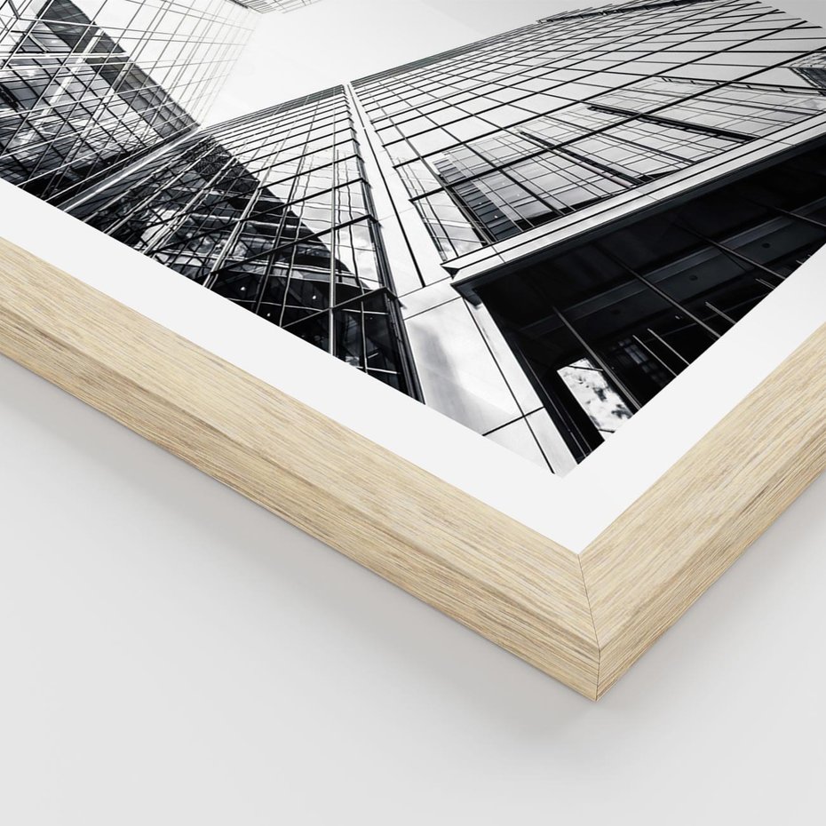 Plakat w ramie 50x70 - Wznoszący się Wysoko - architektura, wysoki wieżowiec - rama drewno