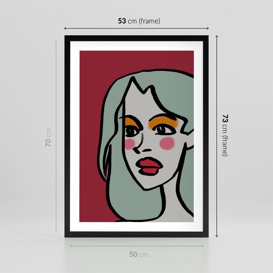 Plakat w ramie 50x70 - Ekspresja Linii - nowoczesny plakat, mocna linie - rama czarna