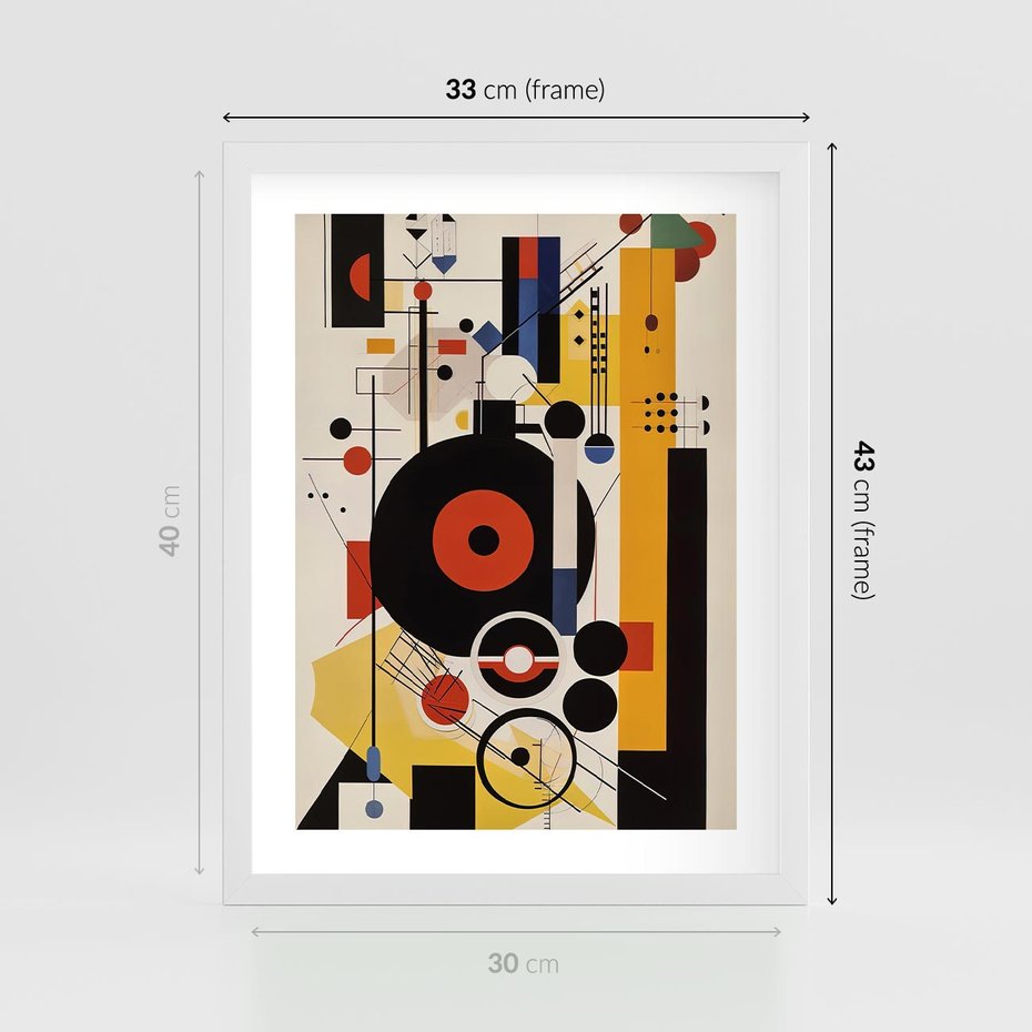 Plakat w ramie 30x40 - Wnętrza Refleksyjnego Światła - modernistyczny obraz, styl bauhaus - rama biała